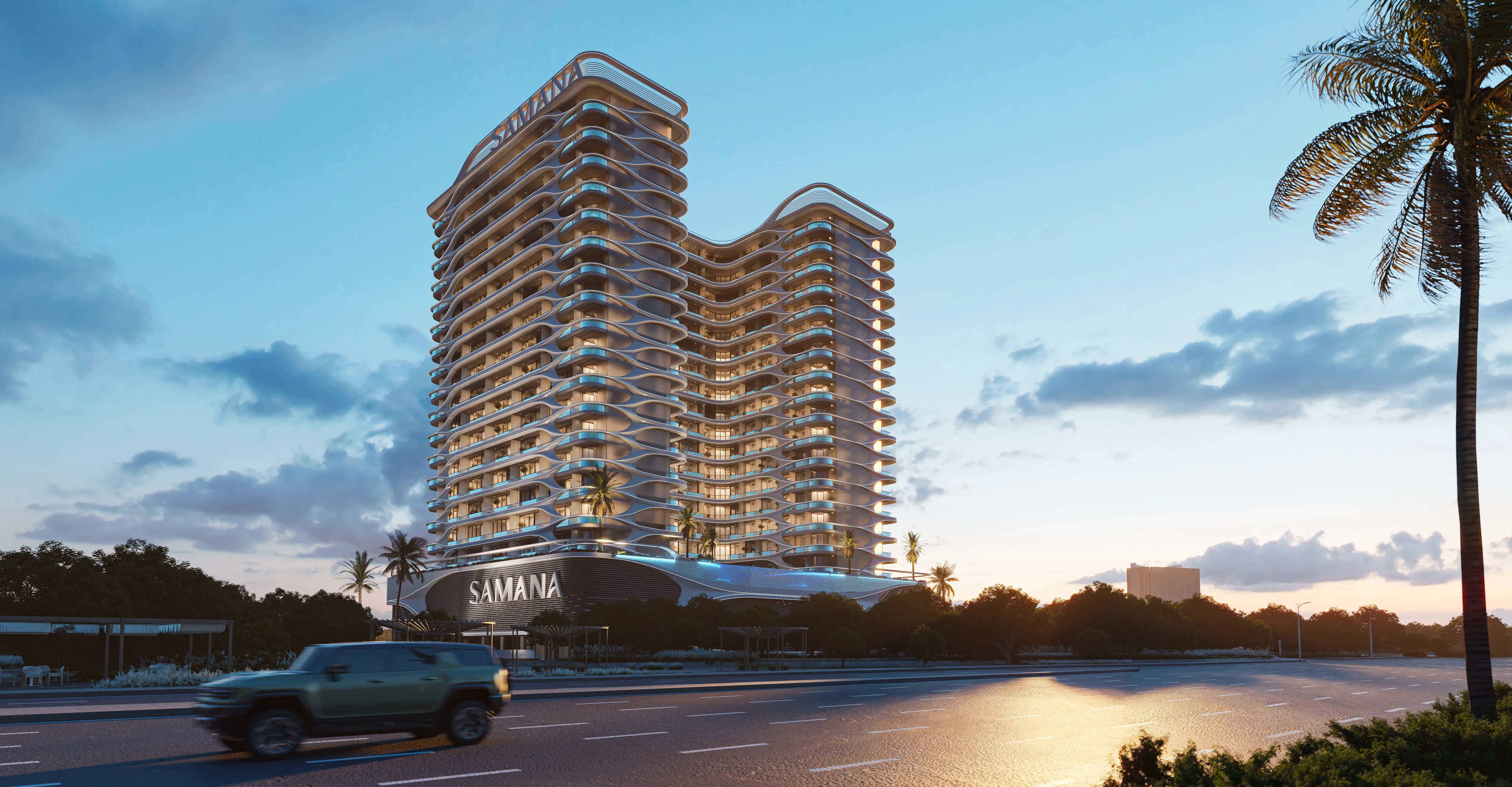 Contemporary Facade at Sunset